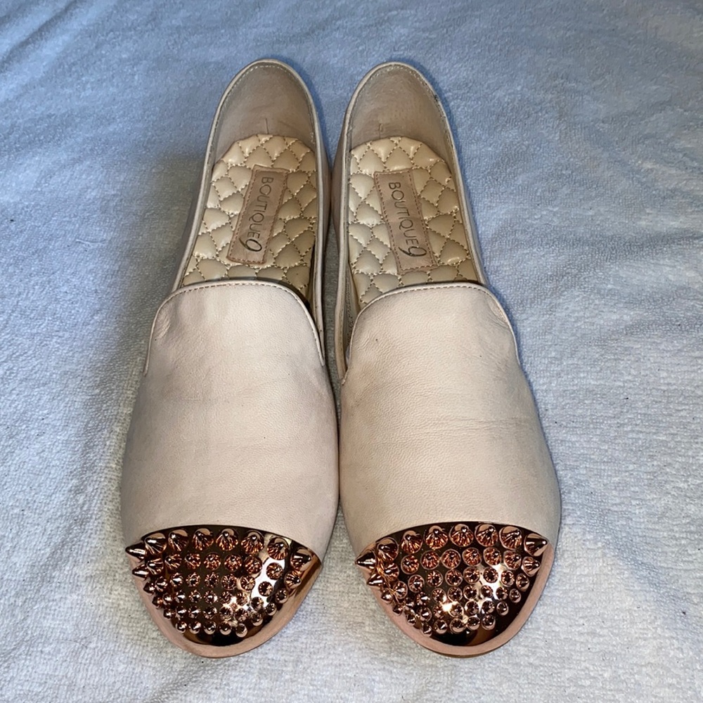 NWT rose gold genuine leather loafers